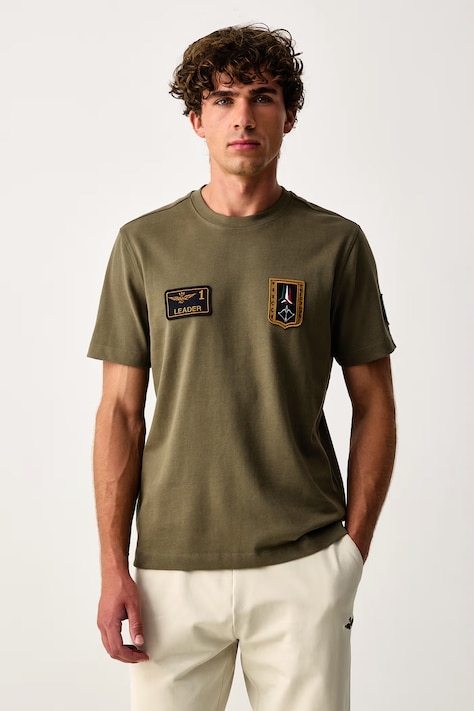 Aeronautica Militare Тениска мъжка от памук зелена TS2567UJ00703