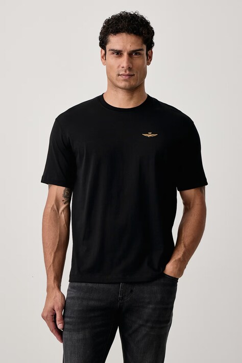 Aeronautica Militare T-shirt męski bawełniany czarny TS2522UJ00372