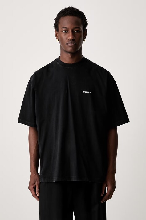 Vetements Classic Logo T-shirt bawełniany męski czarny MH27TR144B