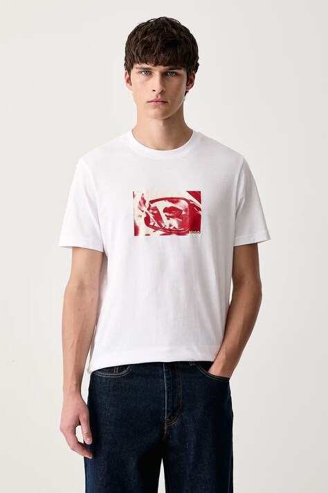 HUGO Tricou pentru bărbați din bumbac Dirom alb 50570844