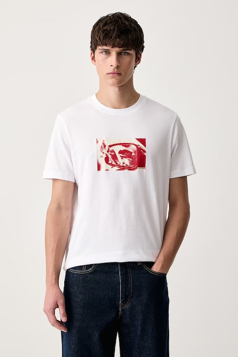 HUGO Tricou pentru bărbați din bumbac Dirom alb 50570844
