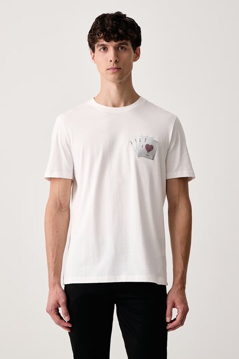 HUGO T-shirt męski bawełniany Dahr beżowy 50568696