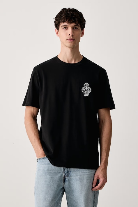 HUGO T-shirt ανδρικό βαμβακερό Dulos μαύρο 50568288