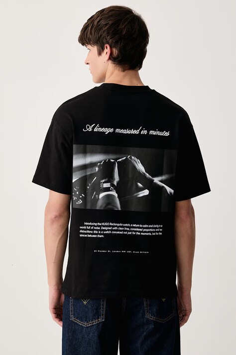 HUGO Tricou pentru bărbați din bumbac Devrolo negru 50568251