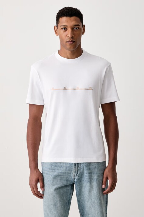HUGO T-shirt ανδρικό βαμβακερό Datrik λευκό 50568123