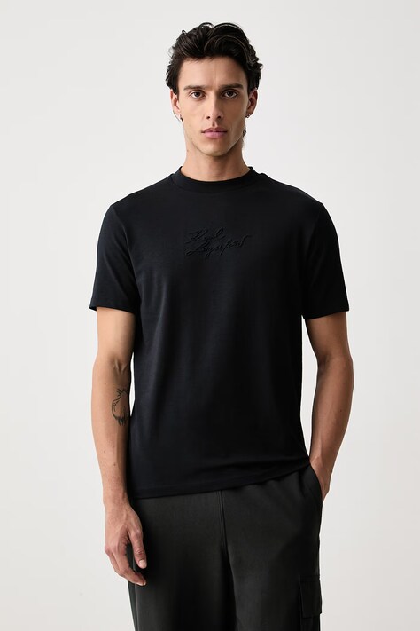 Karl Lagerfeld tricou pentru bărbați din bumbac cu elastan bleumarin 564235.755039