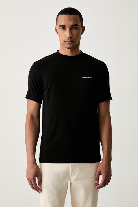 Karl Lagerfeld T-shirt męski bawełniany z elastanem czarny 564235.755033