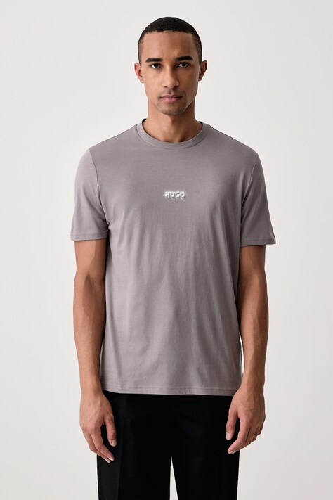 HUGO Blue T-shirt męski bawełniany Nodar szary 50572412