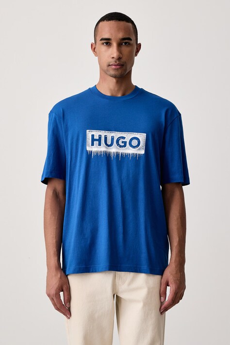 HUGO Blue Tričko pánské bavlněné Nuiden modré 50570521