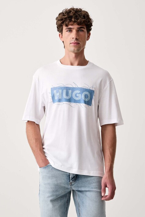 HUGO Blue T-shirt męski bawełniany Naxter biały 50570028