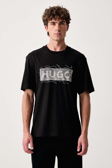 HUGO Blue Футболка для мужчин из хлопка Naxter чёрная 50570028