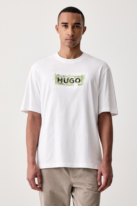 HUGO Blue T-shirt męski bawełniany Niviotee biały 50567953