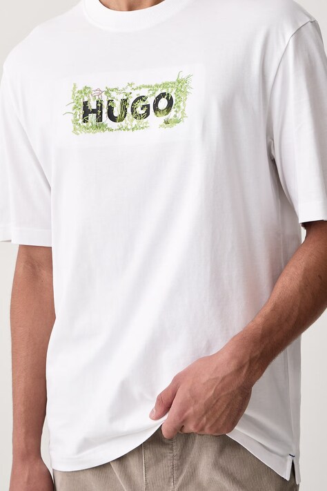 HUGO Blue T-shirt męski bawełniany Niviotee biały 50567953