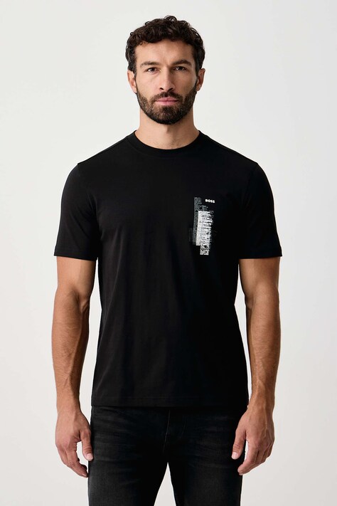 BOSS Orange T-shirt ανδρικό βαμβακερό Te_Footprint μαύρο 50571291