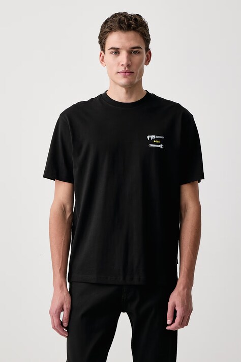 BOSS Orange T-shirt ανδρικό βαμβακερό Te_Tools μαύρο 50571290