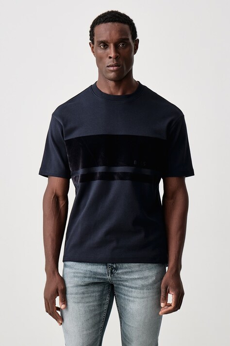 BOSS Orange Tricou pentru bărbați din bumbac cu elastan Te_FrostTape bleumarin 50569477
