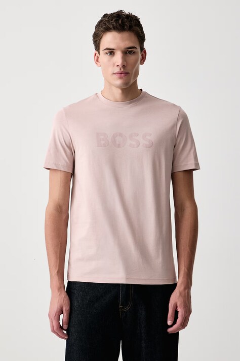 BOSS Orange T-shirt męski bawełniany Te_Logo czerwony 50566504