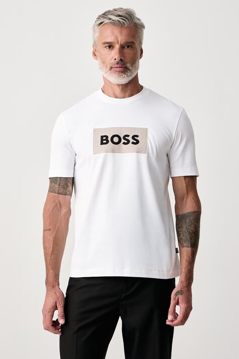 BOSS Tričko pánske bavlnené C-Taut biele 50569986