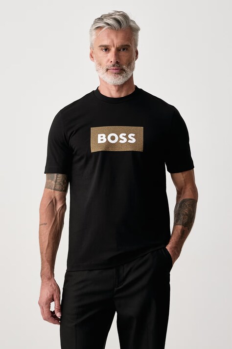 BOSS Tričko pánske bavlnené C-Taut čierne 50569986