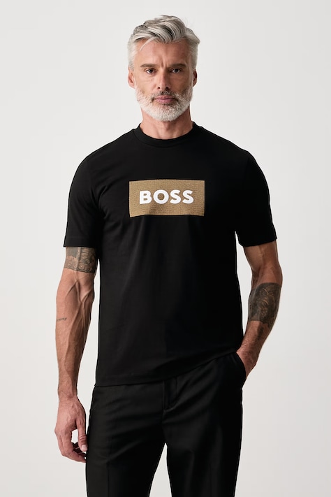 BOSS Tričko pánske bavlnené C-Taut čierne 50569986