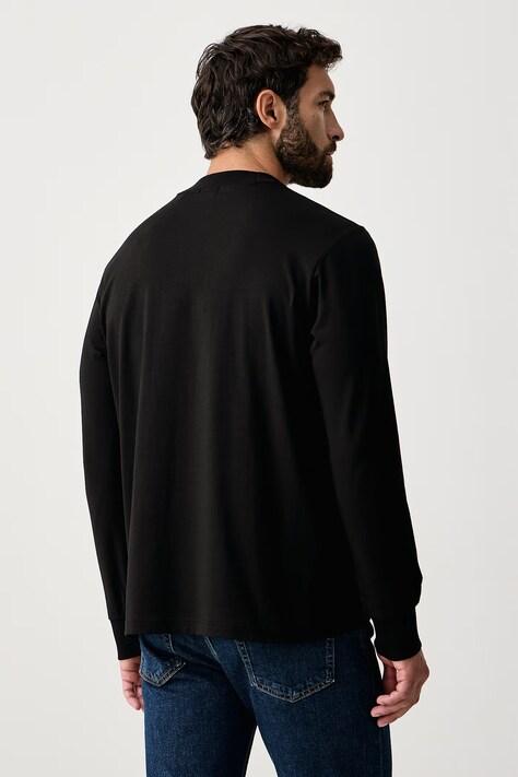 BOSS Green Лонгслив для мужчин из хлопка с эластаном Tee Collar Long чёрный 50576916