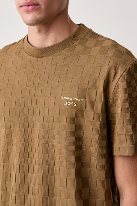 BOSS Green Férfi pamut t-shirt TS_PS Icons70 Jacq barna 50570921