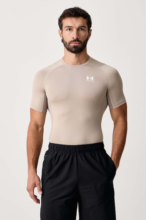 Under Armour T-shirt treningowy męski HG Armour Comp beżowy 1361518.203