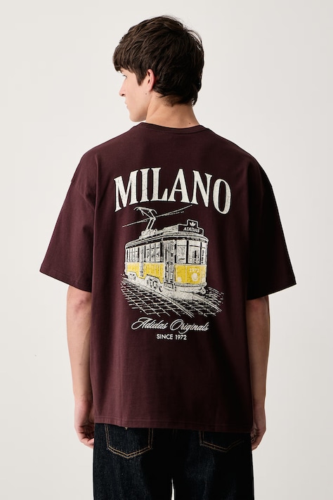 adidas Originals Tricou pentru bărbați din bumbac Milan maro LG9393