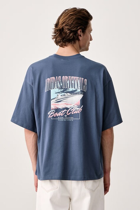 adidas Originals T-shirt męski bawełniany Postcard niebieski LI2487