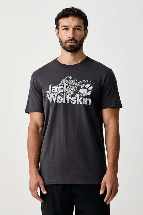 Jack Wolfskin T-shirt męski bawełniany czarny A65910