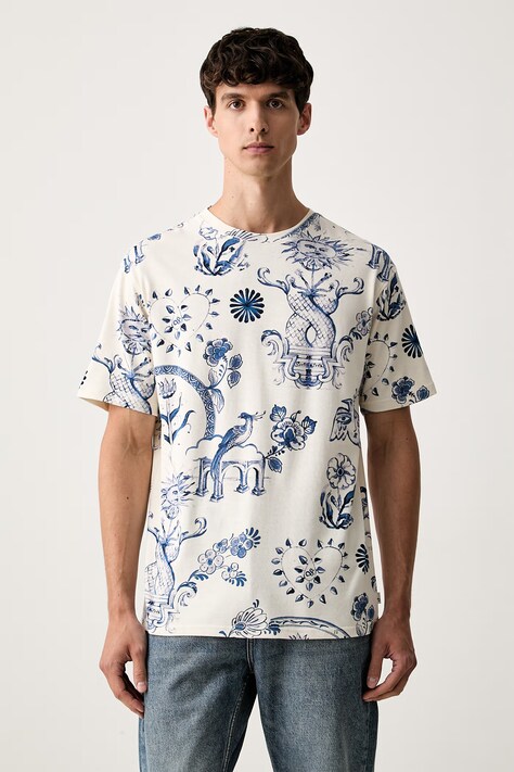Scotch & Soda T-shirt męski bawełniany beżowy 184294