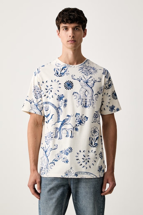 Scotch & Soda T-shirt męski bawełniany beżowy 184294