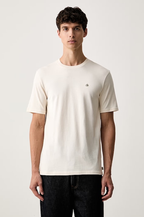 Scotch & Soda T-shirt męski bawełniany beżowy 183578