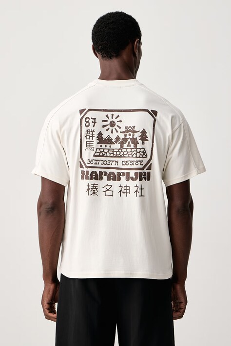 Napapijri T-shirt męski bawełniany Teza beżowy NP0A8BDRN1A1
