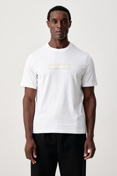 Napapijri T-shirt męski bawełniany Box Logo biały NP0A4IFL0021