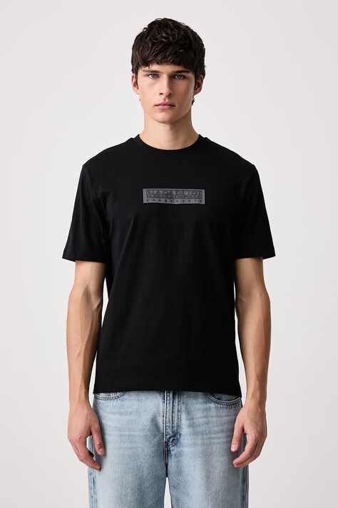 Napapijri T-shirt męski bawełniany Box Logo czarny NP0A4IFL9411