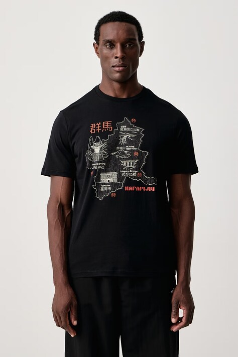 Napapijri T-shirt męski bawełniany Sunda czarny NP0A8B3M9411
