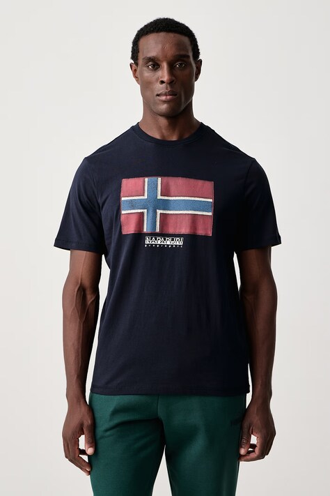 Napapijri T-shirt męski bawełniany Flag granatowy NP0A8A6I1761