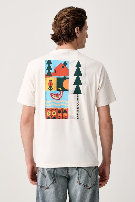 Napapijri T-shirt męski bawełniany Swhol beżowy NP0A8AU6N1A1