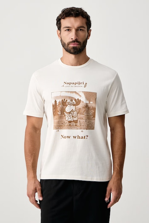 Napapijri T-shirt ανδρικό βαμβακερό Cabin μπεζ NP0A8B3FN1A1