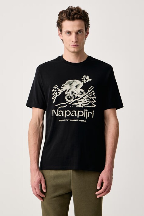 Napapijri T-shirt męski bawełniany Cabin czarny NP0A8B3F9411