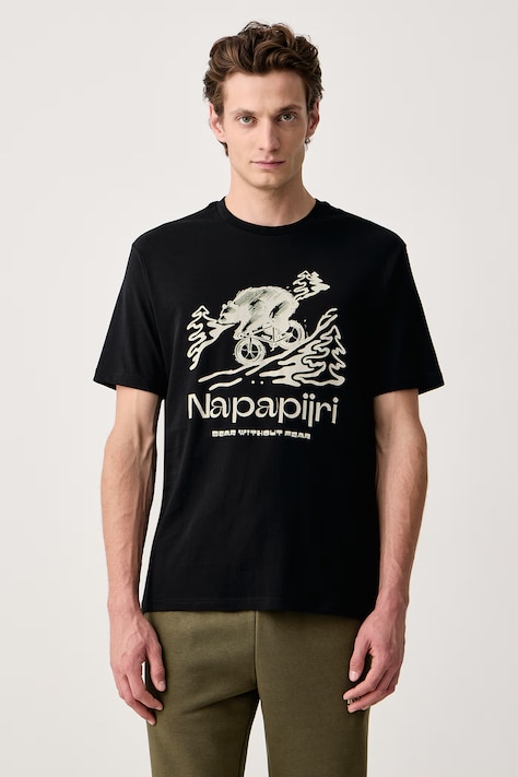Napapijri T-shirt męski bawełniany Cabin czarny NP0A8B3F9411
