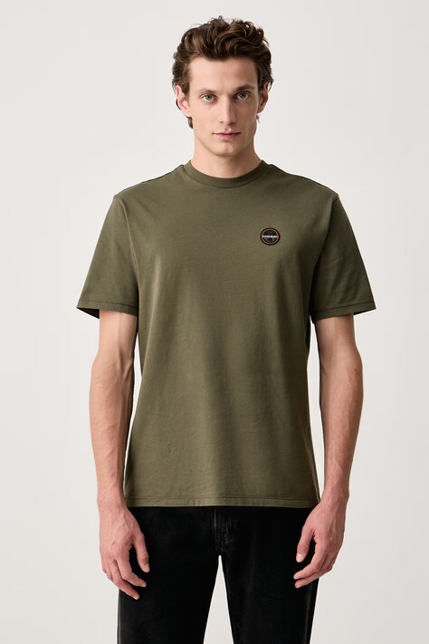 Napapijri T-shirt męski bawełniany S-Badge zielony NP0A8949G1F1