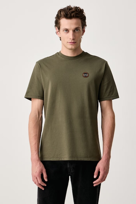 Napapijri T-shirt męski bawełniany S-Badge zielony NP0A8949G1F1