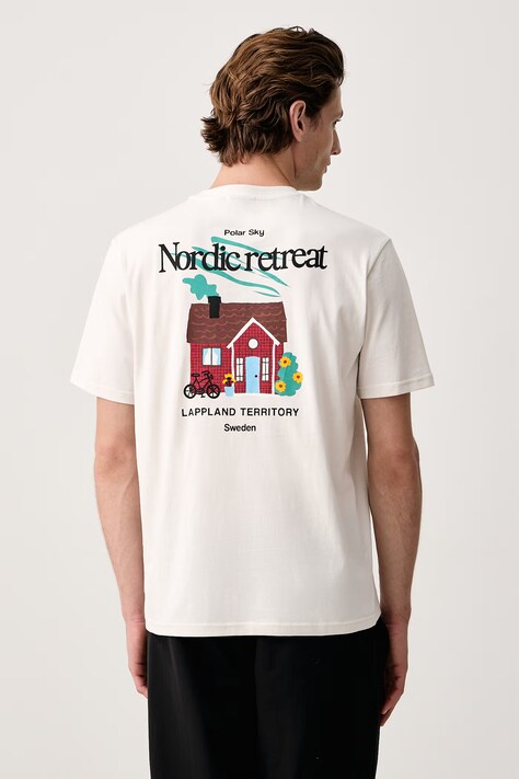 Napapijri T-shirt męski bawełniany Swhol beżowy NP0A8AU6FYA1