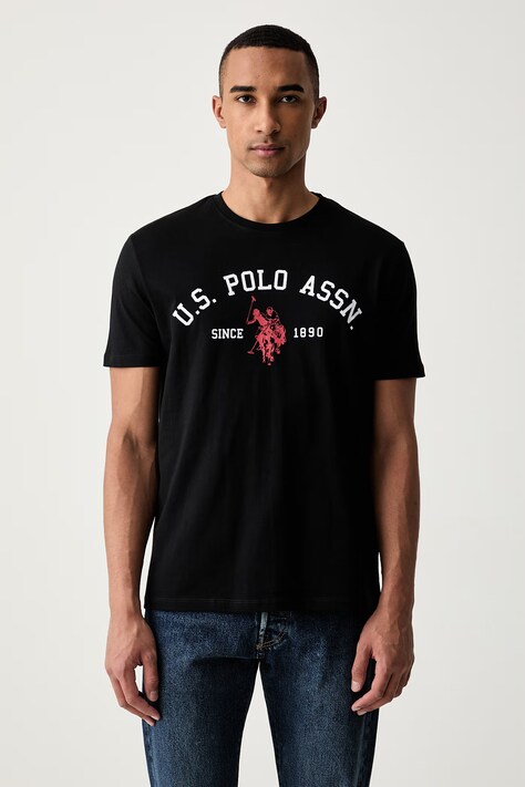 U.S. Polo Assn. T-shirt męski bawełniany SIGNATURE ARCH PRINT czarny MUP3268