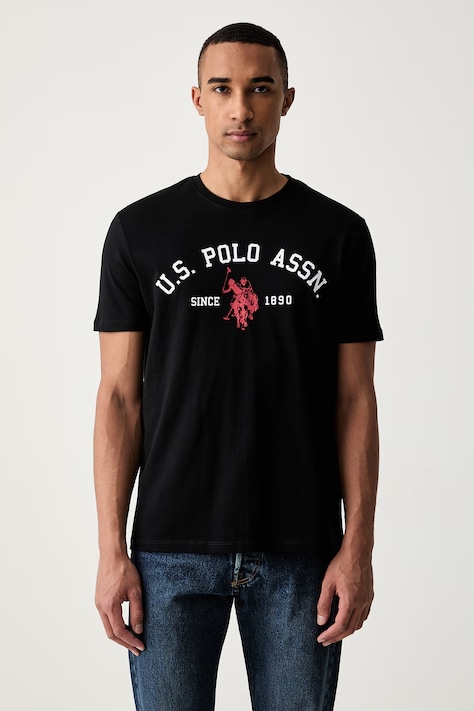U.S. Polo Assn. T-shirt męski bawełniany SIGNATURE ARCH PRINT czarny MUP3268