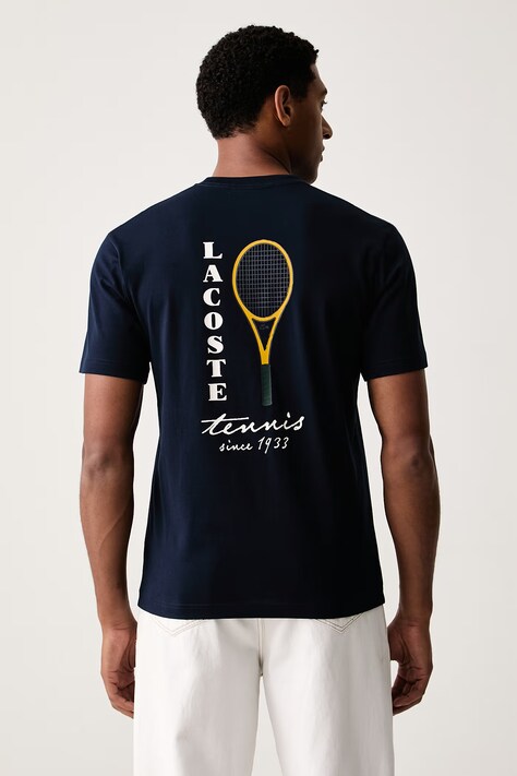Lacoste T-shirt męski bawełniany granatowy TH2430