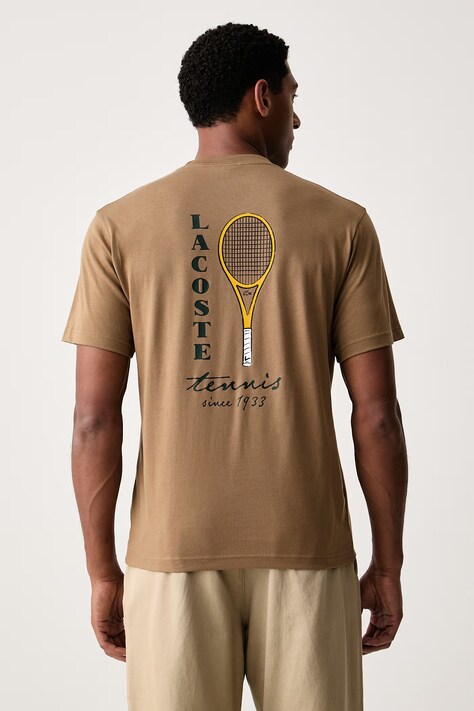 Lacoste T-shirt męski bawełniany beżowy TH2430
