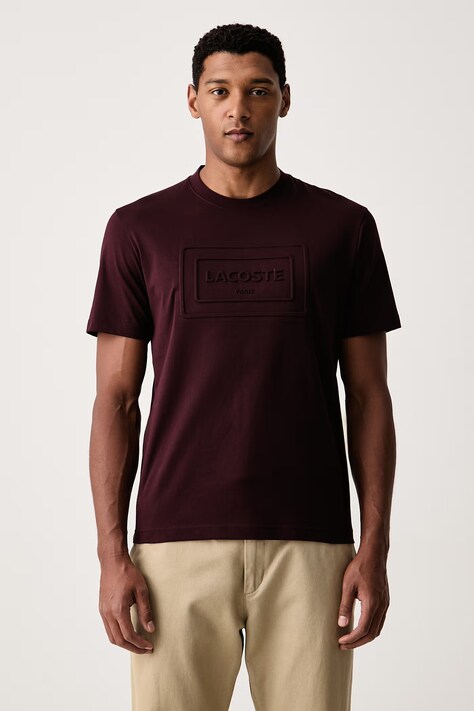Lacoste T-shirt męski bawełniany bordowy TH0794